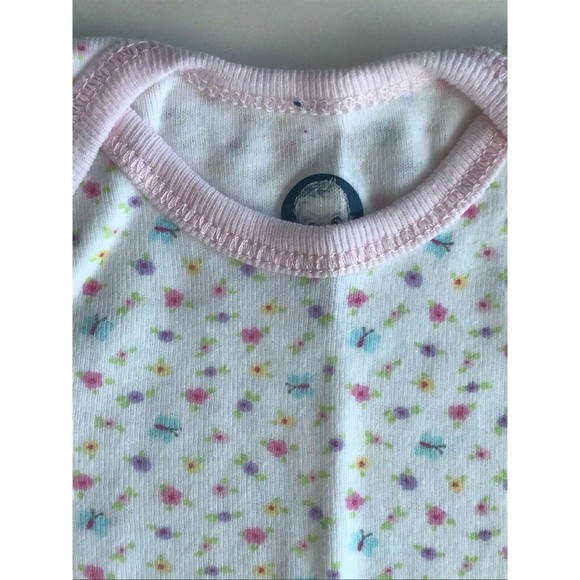 Girl's Size 9M 6-9 Months 3 Pc White Floral Gerber Top, Yellow Pants + Bib - Picture 4 of 6